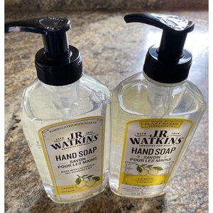 2 Bottles J.R. Watkins Hand Soap Lemon Scent 11 Fl Oz Bottles Plant Based